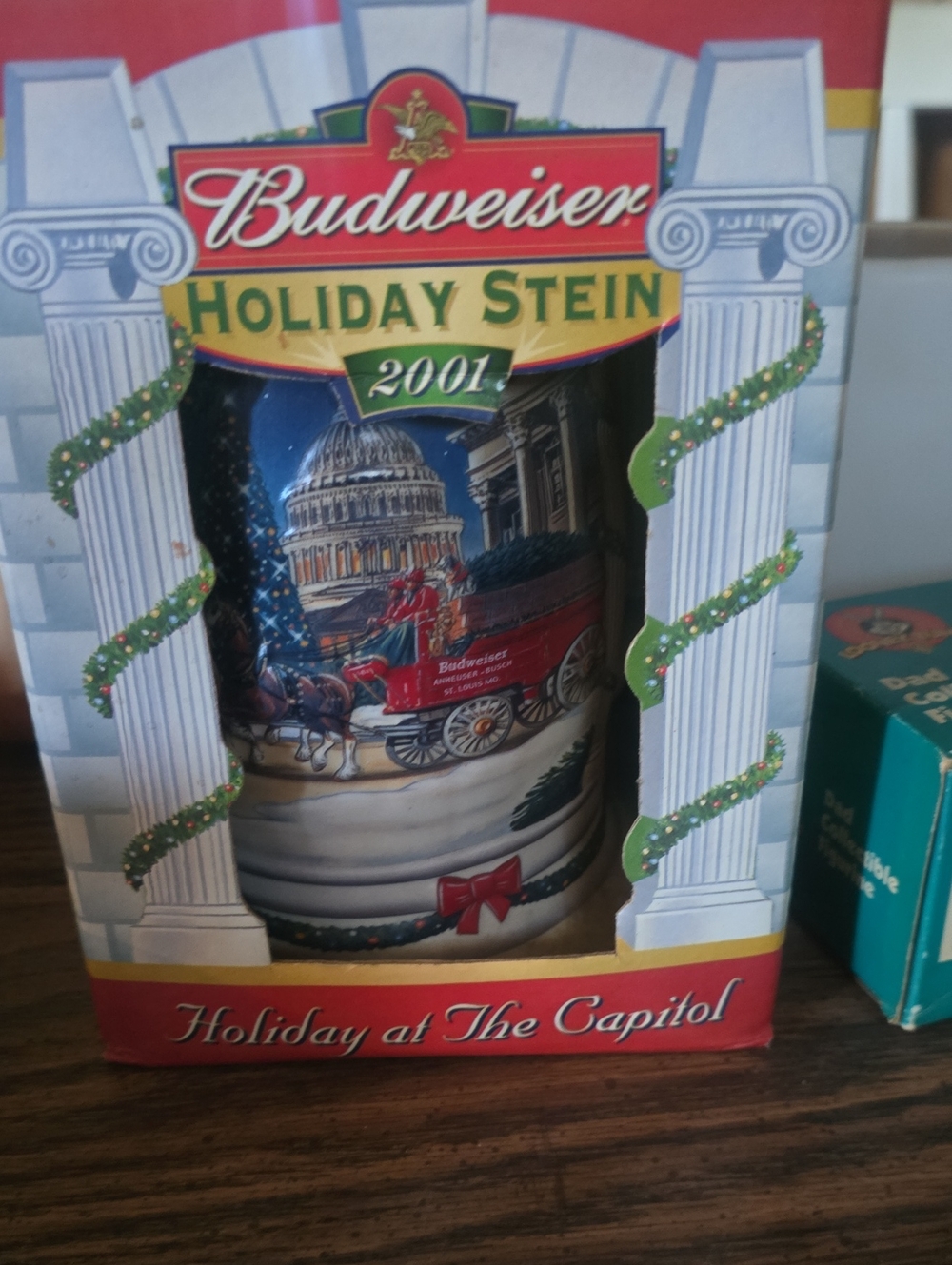 Budweiser Holiday Stein 2001 - Red, Blue, Green Mug